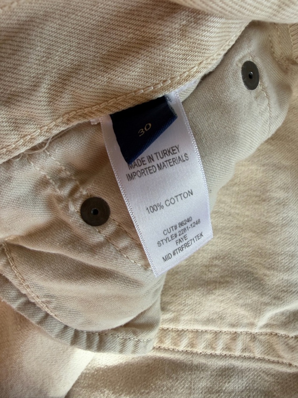Citizens of Humanity Faye Vintage Straight Jeans Almond Ecru Size 30 - Picture 8 of 15